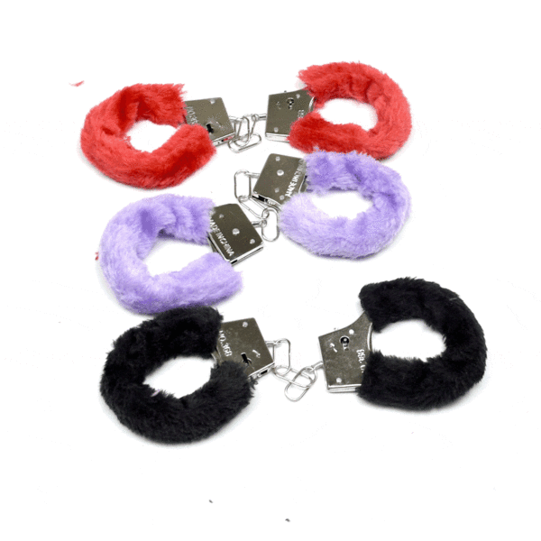 Black Faux Fur Handcuffs - Image 5