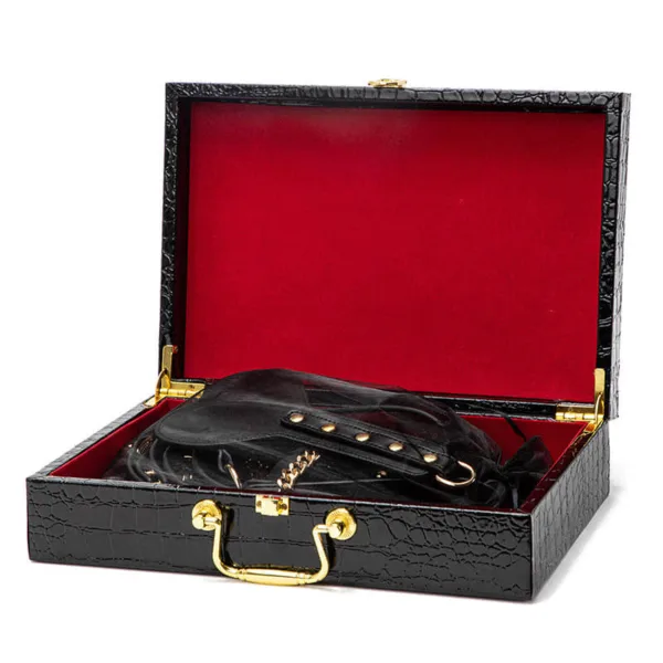 Luxury Genuine Leather Black&Red Bondage Kit 8 pcs - Image 2