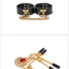 Luxury Genuine Leather Black&Red Bondage Kit 8 pcs - Image 6