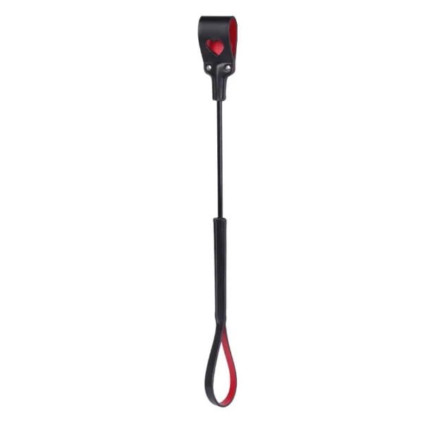 Black & Red Love-Heart Hollow Riding Crop - Long Handle - Image 3