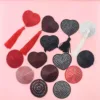 Heart-Shaped Nipple Stickers - Black Base with Red Rhinestones