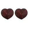 Heart-Shaped Nipple Stickers - Black Base with Red Rhinestones - Image 3