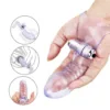 Black G-Spot Vibrating Finger Sleeve with Thumb Spike and Crystal Massage Wand